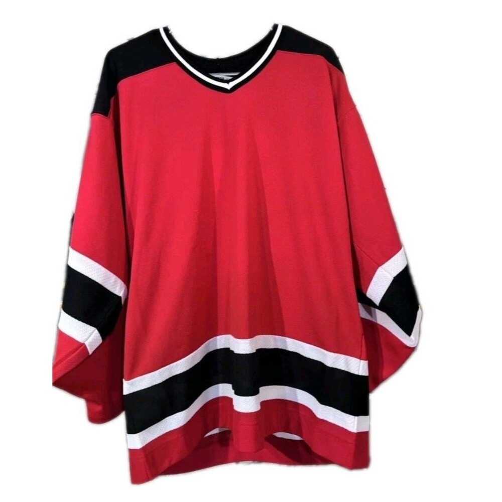 NWT VTG 90s CCM New Jersey Devils Red Blank Goalie Jersey Air-Knit  Size XL